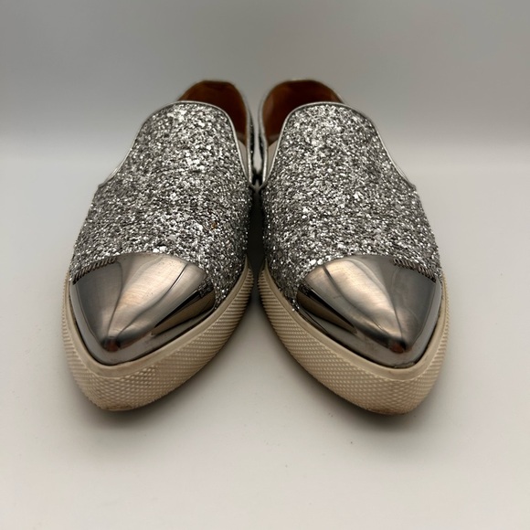 MIU MIU Glitter Slip-On Sneakers Steel Toe Pointed Size 35 Look At Photos - Picture 2 of 16